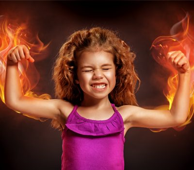 kid rage on black background